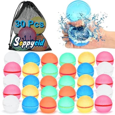98K Reusable Water Balloons 30Pcs with Mesh Bag, Self Sealing Silicone Ball Latex-Free, No Clean Hassle, Easy to Fill, Summer Water Toys Swimming Pool Beach Park Yard Outdoor Games Party Supplies - Image 1