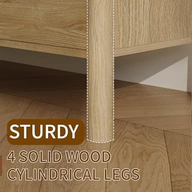 CHUWELL Dresser for Bedroom, 63" Wide Mid Century Modern Chest of Drawers with 9 Large Storage Space and 4 Solid Wood Cylindrical Legs, 9 Drawer Large Dresser for Bedroom(Oak) - Image 4