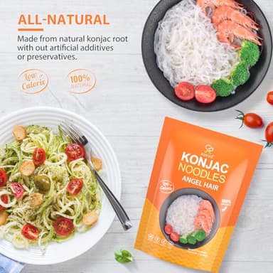 Soeos Konjac Noodles, Angel Hair Pasta, Low Calorie, Low Carb, Keto and Paleo Friendly Shirataki Noodle, Gluten-Free, Fat Free, Sugar Free, Vegan, 8.8 oz (250g)*6 Pack - Image 6