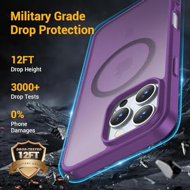 Temdan for iPhone 16 Pro Max Case [Compatible with MagSafe] [Military-Grade Drop Protection] [Anti-Fingerprint] [Anti-Scratch] Slim Silky-Soft Touch Translucent Matte Case 6.9 inch, Dark Purple - Image 8
