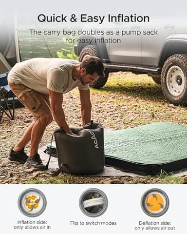 ACACIA 4.3" Thick Self Inflating Sleeping Pad with Foam | Innovative Y-Shaped Telescopic Structure | Ultraportable Camping Mattress | Outdoor Compact Air Mat for Tent Car | Full - Image 7