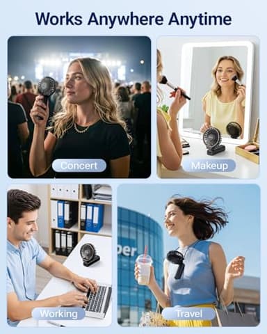 SWEETFULL Handheld Portable Fan, 5000mAh Rechargeable Battery, 6 Speed Wind, LED Digital Display, Foldable Electric Personal Mini Travel Fan with Backup Power, Summer Essentials Gifts for Women Girl - Image 5