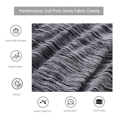 Alex Vando Mens Golf Shirt Moisture Wicking Quick-Dry Short Sleeve Casual Polo Shirts for Men,Black,L - Image 5