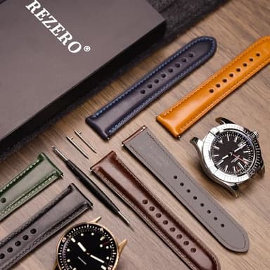 REZERO Leather Watch Bands, Handmade Quick Release Watch Straps, Luxury Full-Grain Vegetable-Tanned Leather Watch Bracelets, Sturdy & Wear-Resistant, Watch Band Replacements for Men 19/20/21/22/24mm - Image 8