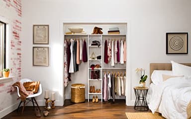 ClosetMaid SuiteSymphony Wood Closet Organizer Starter Kit with Tower and 3 Hang Rods, Shelves, Adjustable, Fits Spaces 4 – 9 ft. Wide, Engineered Wood, Pure White, 16" - Image 2