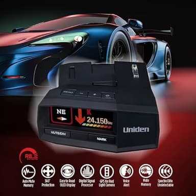 Uniden R8W (New Model) Extreme Long Range Laser/Radar Detector, 360° Awareness, Directional Arrows, Wi-Fi, Bluetooth, GPS, Real-Time Voice Alerts, Red Light & Speed Camera Alerts, R/TACH App - Image 9