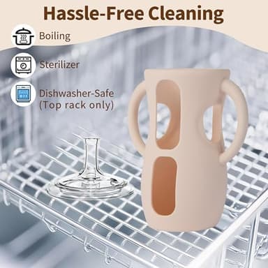 Straw Cup Conversion Kit for Philips Avent Natural Baby Bottles, Sippy Cups Transition Kit with Silicone Straw Top Nipples, Weighted Straw, Bottle Handle, Cleaning Brush for Toddler 6+ Month, 3-Pack - Image 6