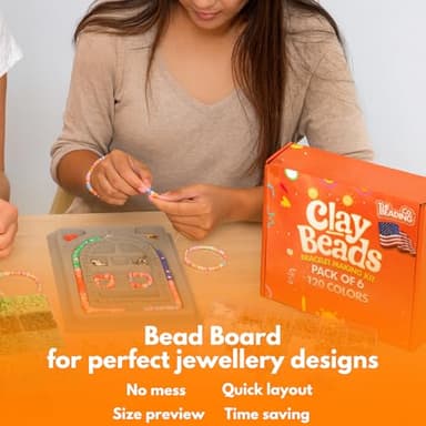 23000+ Clay Beads Bracelet Making Kit for Girls-120 Colors 6 boxes, Polymer Heishi Beads for Jewelry Making Kit, Charms for Bracelets,Bead Board Arts and Crafts Gifts for kids Fun Crafts for adults - Image 2