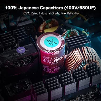 Redragon RGPS-850W 80+ Gold 850 Watt Power Supply w/Upgraded ATX 3.1 & PCIe 5.1 Fully Modular, 12VHPWR Cable Included, 100% Japanese Capacitors, Smart ECO Low Noise RGB Fan, Compact 160mm Size - Image 3