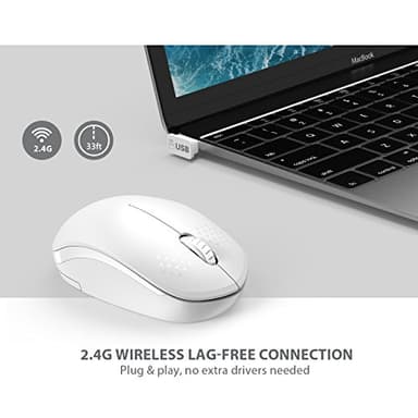 Seenda Wireless Mouse, 2.4G Noiseless Computer Mouse for PC, Tablet, Laptop - Pure White - Image 4