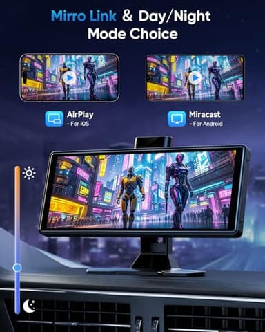 Portable Wireless Carplay Screen for Car: 10.26" HD Car Tablet Compatible with Apple Carplay Android Auto Stereo Touchscreen with 4K Dash Cam/Backup Camera/GPS Navigation/Mirror Link - Image 7