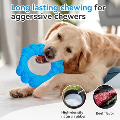 DAOZIJI Indestructible Dog Chew Ring Toys for Aggressive Chewers, Super Chewer Toy for Medium Large Dogs, Puppy Teething Rings for Relax, Interactive Dogs Toy, Heavy Duty Dog Teething Toys - Image 3