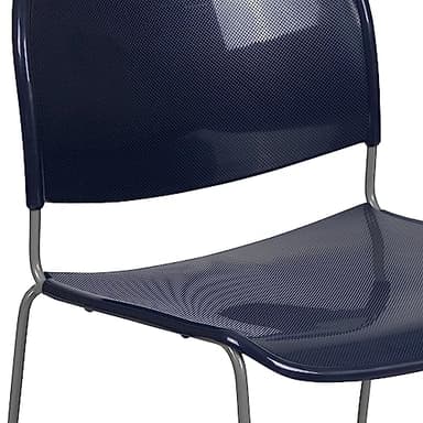 Flash Furniture HERCULES Series 5 Pack 880 lb. Capacity Navy Ultra-Compact Stack Chair with Silver Powder Coated Frame - Image 7