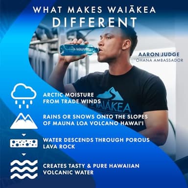 Waiākea - Hawaiian Volcanic Water - Naturally Alkaline Water - pH Range 7.6 to 8.2 - All Natural Minerals & Electrolytes - 100% Recycled Water Bottles - Bottled Water 24 Pack - 16.9 Fl Oz, 500 mL - Image 4