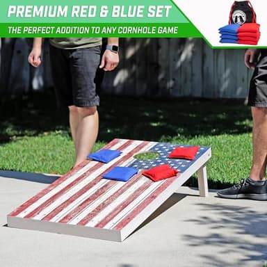 GoSports Official Regulation Cornhole Bean Bags Set (8 All Weather Bags) - Red and Blue - Image 5