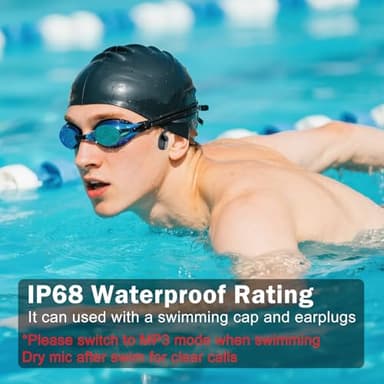 MARLALL Swimming Bone Conduction Headphones with Night Safety Light, IP68 Waterproof MP3 Mode Underwater Swimming Headphone, Wireless Sport Open Earphones Bluetooth 5.4 Earbuds,Chrome Silver - Image 2