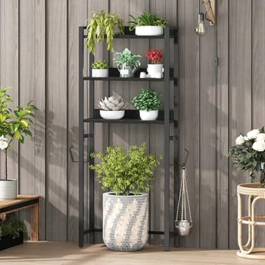 MAHANCRIS Over The Toilet Storage Rack, 3 Tier Bathroom Organizer Over Toilet, Freestanding Space Saver Toilet Stand with 2 Hooks, Bathroom Storage Shelf, Easy to Assemble, Black TSBK6001 - Image 8
