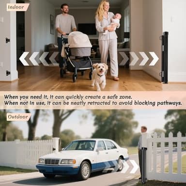 Miumoon 48" Extra Tall Retractable Baby Gates, 150" Retractable Gates with Reinforced Strip Design to Prevent Crawling Through, 12 FT Retractable Dog Gate - Image 5