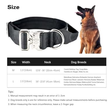 Comfluxe Tactical Dog Collar, Wide Thick Heavy Duty Dog Collar with Handle, Soft Neoprene Padded Military-Grade Nylon Training Collar with Quick Release Metal Buckle for Large Dogs(Black, M) - Image 5