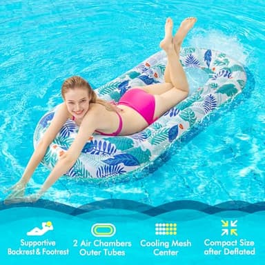 Stonful Pool Floats Lounger, 2 Pack Inflatable Pool Floats Adult Size, Water Hammock Pool Rafts Floaties for Swimming Pool Tanning Floating Pool Party Toys for Summertime Beach Outdoor - Multicolor - Image 4