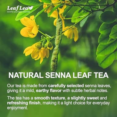 LeafLea 80 Senna Leaf Tea Bags – Natural Herbal Laxative Tea, Supports Gentle Constipation Relief & Healthy Digestion, Caffeine-Free, Sugar-Free, No Gluten, Non-GMO, Vegan, Individually Wrapped - Image 3