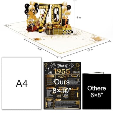 OLOSONG 70th Birthday Card for Men Women, Funny 3D Pop Up 70th Birthday Gifts for Grandma Mom Dad, Back In 1955 Happy 70 Year Old Birthday Decorations Cards for Her Him - Image 6