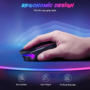 Redragon Gaming Mouse, Wireless Mouse Gaming with 8000 DPI, PC Gaming Mice with Fire Button, RGB Backlit Programmable Ergonomic Mouse Gamer, Rechargeable, 70Hrs for Windows, Mac Gamer, Black - Image 8