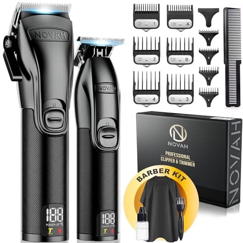 Novah® Professional Hair Clippers for Men, Professional Barber Clippers and Trimmer Set, Mens Cordless Hair Clipper for Barbers Haircut Kit Fade - Image 1