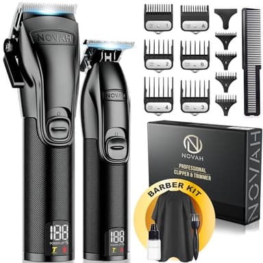 Novah® Professional Hair Clippers for Men, Professional Barber Clippers and Trimmer Set, Mens Cordless Hair Clipper for Barbers Haircut Kit Fade - Image 1