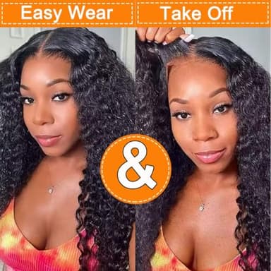 WPPIKK Wear and Go Glueless Wigs Human Hair Pre Plucked Pre Cut Brazilian Deep Wave Lace Front Wigs Human Hair 4x4 Lace Closure Wig for Black Women Glueless (30 Inch) - Image 2