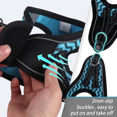 YIMEIS Dog Harness (XS, Blue) for Small Dogs, Lightweight Harness & Leash Set, Adjustable, Reflective, Breathable, 360°Visibility, Playful Style - Image 5