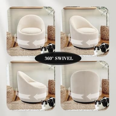 Swivel Barrel Accent Chair Set of 2, 360 with Hidden Storage, Modern Small Round Accent Chair for Living Room/Bedroom - Beige - Image 3
