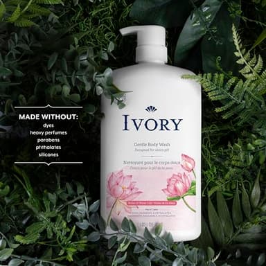 Ivory Body Wash, Designed for the Whole Family, Gentle Formula, Free of Dyes Heavy Perfumes Parabens Phthalates & Silicones, Water Lily Scent, 35 oz - Image 2