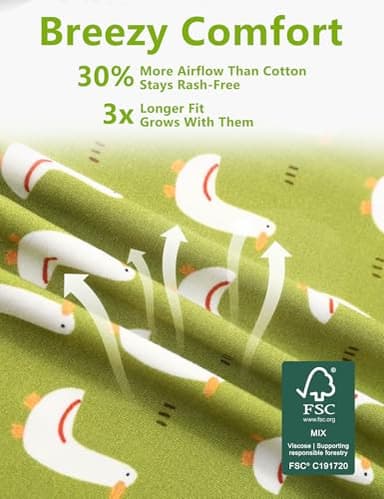 JunNeng Bamboo Viscose Toddler Pajamas, Baby Boys Girls Pjs Sets, Kids Snug-Fit Long Sleeve Sleepwear, Grass Green Duck 2-3 Years - Image 4