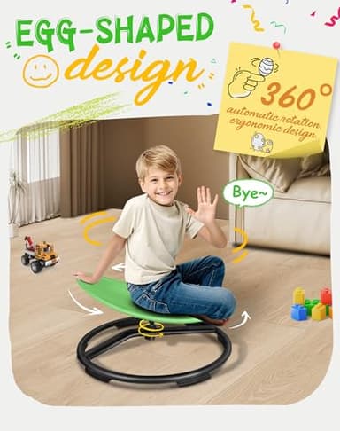 FERUERW Spinning Chair for Autistic Kids, Sensory Swivel Chair, 220LBS Weight Capacity, Sensory Toy for Children with ADHD/Autism, Training Body Coordination, 3+ Years (Light Green) - Image 6