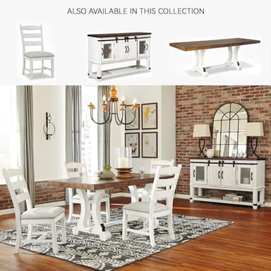 Signature Design by Ashley Valebeck Farmhouse Dining Room Server or Buffet Cabinet, White & Brown - Image 5