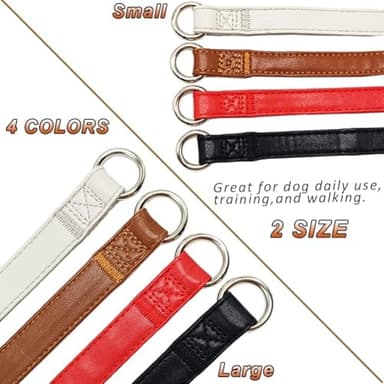 MayPaw Leather Slip Dog Collar, No-Choke Dog Collar with Slider Stopper No Pull Training Dog Collar for Small and Medium Large Dogs (5/8" Wide x 14" Long, Brown) - Image 4