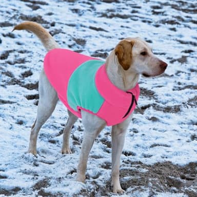 Queenmore Fleece Sweater for Large Dogs, Pet Vest Jacket Sweatshirt Winter Clothes for Boy Or Girl, Large Medium Small Size, Fuchsia/Mint, L - Image 5