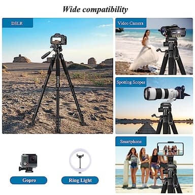 VICTIV 74” Camera Tripod, Tripod for Camera and Phone, Aluminum Professional Tripod Stand for Canon Nikon with Carry Bag and Phone Holder, Compatible with DSLR, iPhone, Spotting Scopes, Max Load 9.5Lb - Image 5