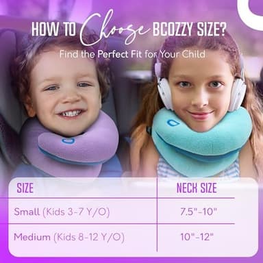 BCOZZY Kids Travel Neck Pillow (8-12 Y/O) – Patented Soft Child Pillow for Head & Chin Support in Car, Airplane, and Road Trip Sleeping. Adjustable Size. Carry Bag. Fully Washable. Medium, Pink - Image 7