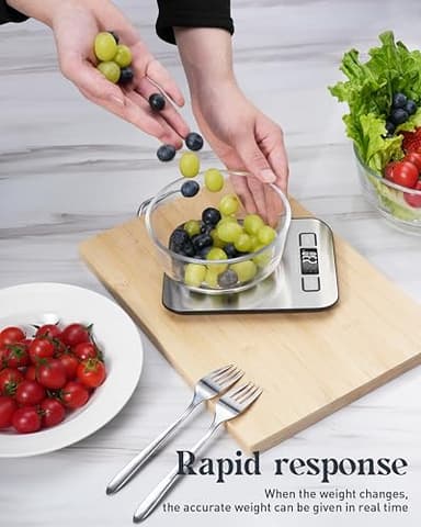 Tcsxady Food Scale, 11lb Digital Kitchen Scale with 6 Units LCD Display and Tare Function,Compact Design for Baking,Healthy Cooking,Meal Prep, 304 Stainless Steel - Image 4