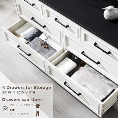 ACCOHOHO 7 Drawer Dresser, Farmhouse Chest of Drawers for Bedroom, 52" Wide Dresser TV Stand with Large Metal Handles, Wood Drawer Organizer for Living Room, Hallway - Off White - Image 4