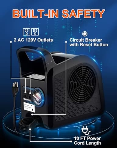 LZLXXLZL Air Mover Blower Fan - High Velocity Utility Fan for Drying, Cooling, Ventilating and Exhausting, Pivoting Floor Fans with 3 Speeds for Home Use and Job Site, 2 Outlets, 355CFM, Black - Image 7