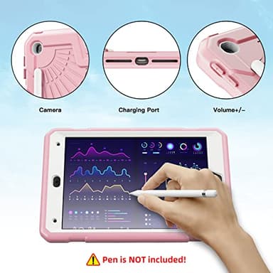 TSQQST iPad 9th Generation Case Pink for Kids Girls Women 2021 | iPad 7th 8th Genertion Case with Glass Screen Protector 2019 2020 | Rugged Cute Slim iPad 10.2 Case 9th Gen with Stand Pen Holder - Image 5