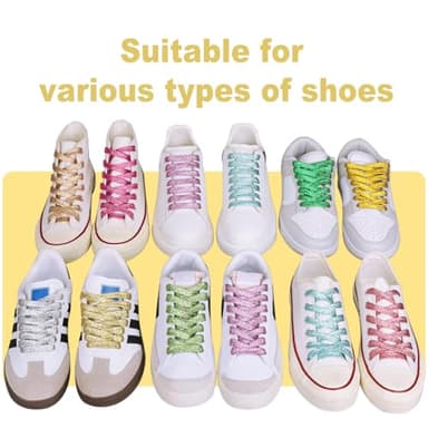 Booyckiy 2 Pairs Flat Glitter Metallic Sparkly Shoe Laces for Sneakers, 5/16" Wide in 31"-63" Colorful Shiny Shoelaces Replacement Fashion Shoe Strings, Red, 47inch (120cm) - Image 5