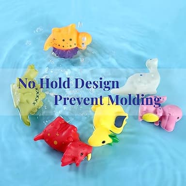 XY-WQ Bath Toys No Hole, for Infants 6-12& Toddlers 1-3, No Hole Bathtub Toys (Dinosaur, 6 Pcs with Mesh Bag) - Image 3