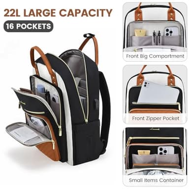 LOVEVOOK Laptop Backpack for Women, Water Resistant Travel Work Backpacks Purse Stylish College Business Teacher Nurse Computer Bag - Image 3