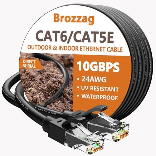 Ethernet Cable 50ft For Cat6/Cat5E, 40Gbps Support Cat8/Cat7, 24AWG Network Cable Indoor&Outdoor, Direct Burial Waterproof & UV Resistant, High Speed Snagless RJ45 LAN Cord -POE/Modem/Router, Black - Image 1