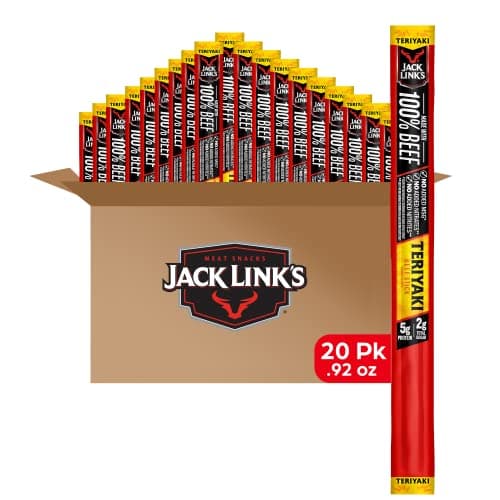 Jack Link's Beef Sticks, Teriyaki - Protein Snack, Meat Stick with 5g of Protein, Meat Snack Sticks Made with 100% Beef, Keto Friendly, Individually Wrapped - 0.92 Oz. (20 Count) - Image 1