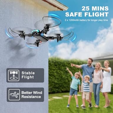 Drone with Camera, Foldable Drone for Beginners with 1080P Camera, Upgrade Altitude Hold, Circle/Rotating/Waypoint Fly, 3D Flip, One Key Start, 3 Speed Mode, 2 Batteries - Image 4